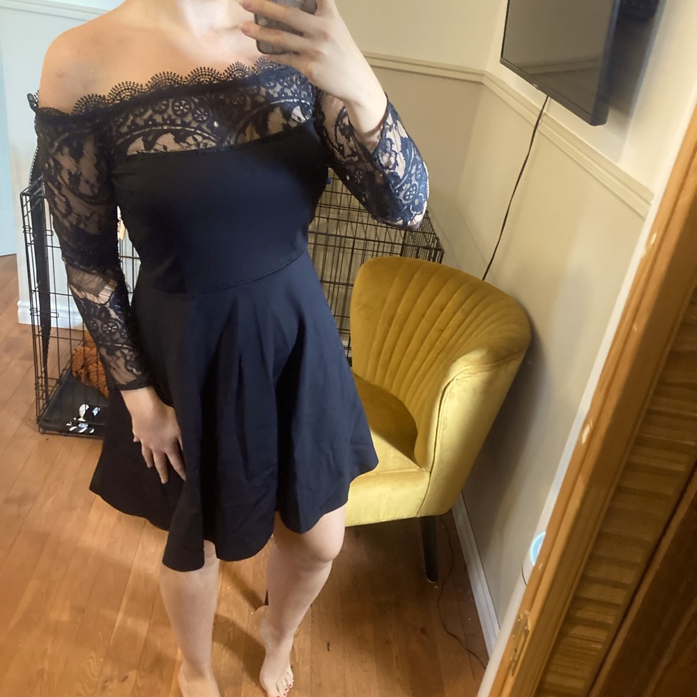 Lace off the shoulder dress